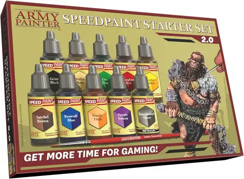 The Army Painter, Set de Pintura de Iniciación Speedpaint 2.0, 10 Pinturas Acrílicas de Contraste de 18 ml incl. 1 pincel de base para DnD y War