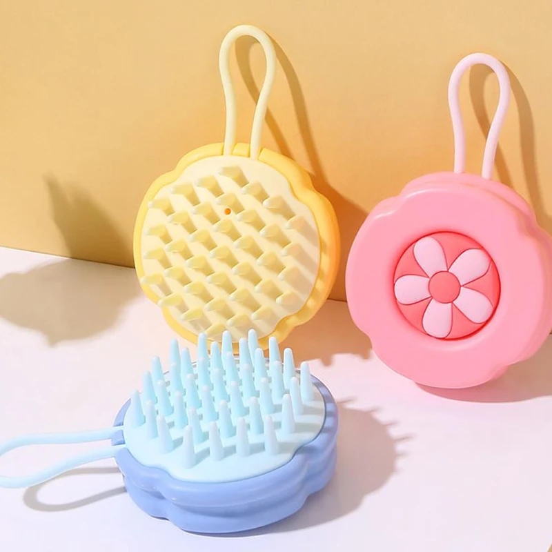 Flower Pattern Silicone Shampoo Brush, Scalp Massage Comb, Lavagem do cabelo, Massagem Corporal, Escova de chuveiro, Ferramenta de cabeleireiro do salão