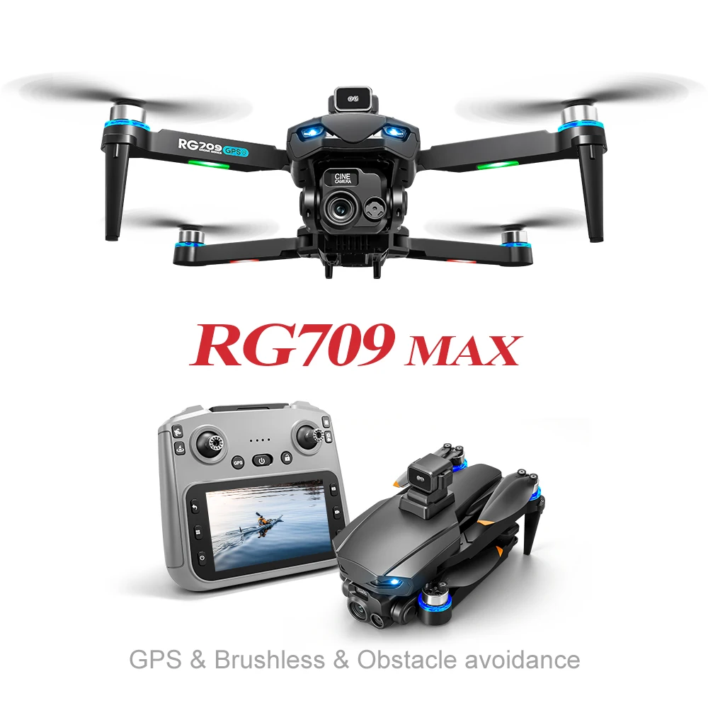طائرة بدون طيار RG709 Pro GPS مع شاشة احترافية 4K HD كاميرا مزدوجة تعمل بالأشعة تحت الحمراء/ليزر لتجنب العوائق بدون فرش ألعاب بدون طيار هدية #5