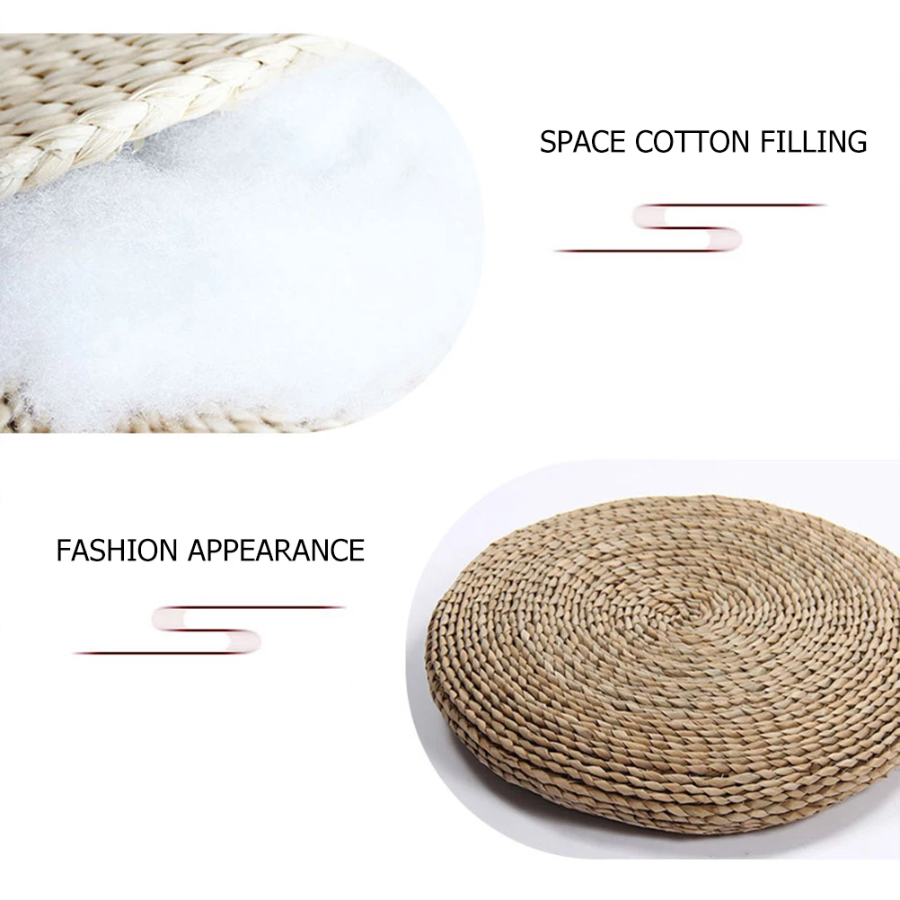 

1pc Space Cotton Weaving Cushion Round Handmade Straw Braided Pillow -Friendly Boho Floor Sitting for Living