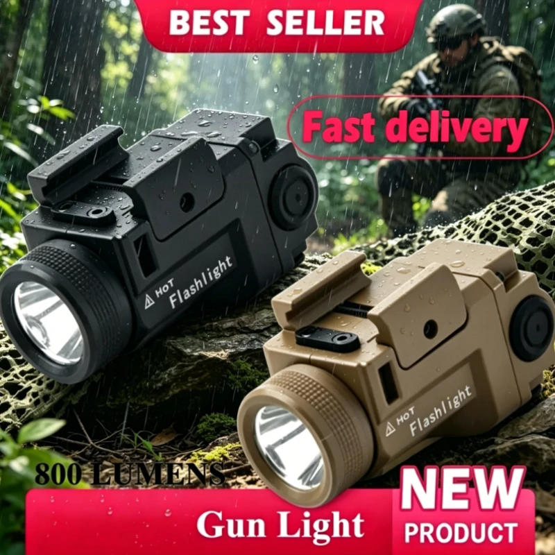 

Multi-Purpose Metal LED Flashlight, 800 Lumen Strobe Lighting, Tactical Outdoor Accessory for 20mm Picatinny Rail