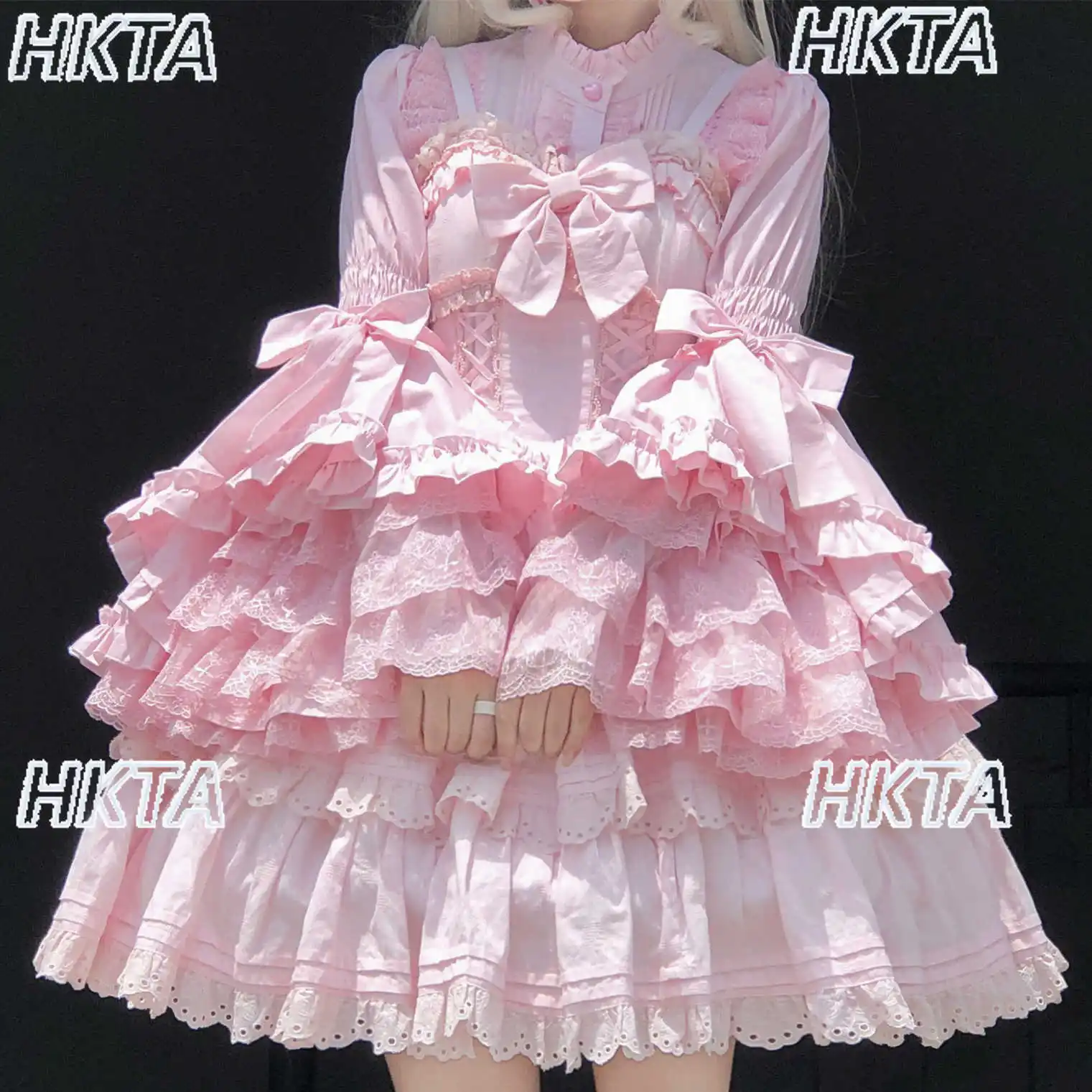 Lolita Kawaii Blouse Horn Long Sleeved Base Slim Inner White Shirt Women Sweet Lolita Girl Versatile Lace Fungus Edge Bow Blusas