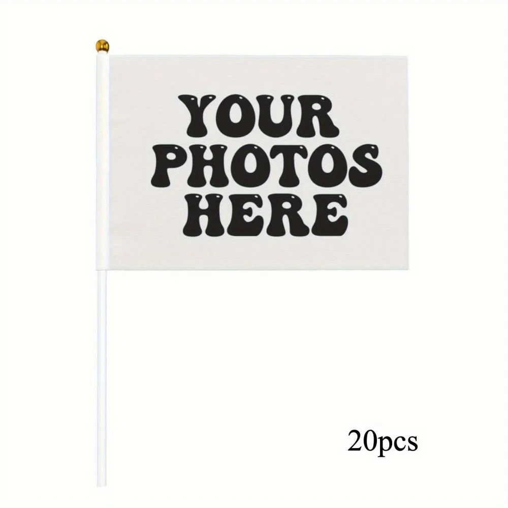 Custom Handheld Flags Personalized Photo Logo Polyester Rally Flags Sports Team Parade Party Outdoor Festival Event Decor 20PCS