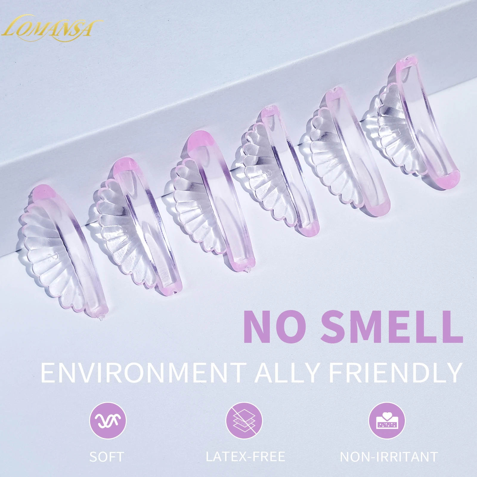 Lomansa 6 Pcs C Curl Silicone Eyelash Perm Pads Sticky Lashes Rod Shield Lifting 3D Eyelash Curler Accessories Makeup Tool