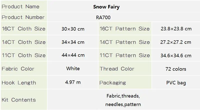 Joy Sunday Cross Stitch Kit Snow Fairy HD Pattern Aida 16CT 14CT 11CT Counted Printed Canva DIY Embroidery Kit Home Decor New