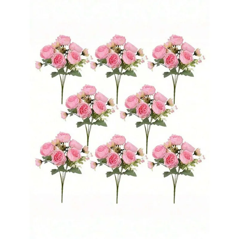 8 Bundles Silk Artificial Peonies Flowers