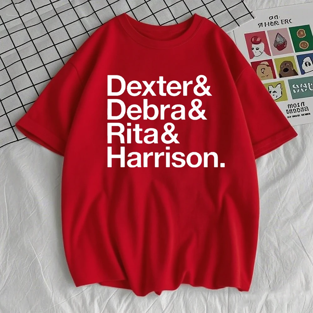 تلفزيون بلاي ديكستر مورغان ريتا بينيت ديبرا مورغان تي شيرت الرجال النساء ملابس قصيرة الأكمام خمر القطن عادية فضفاض تي شيرت