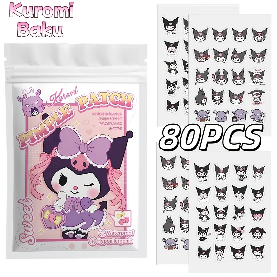 

80PCS Sanrio Hello Kitty cartoon acne stickers, gentle and non-irritating, effectively cover blemishes and acne.