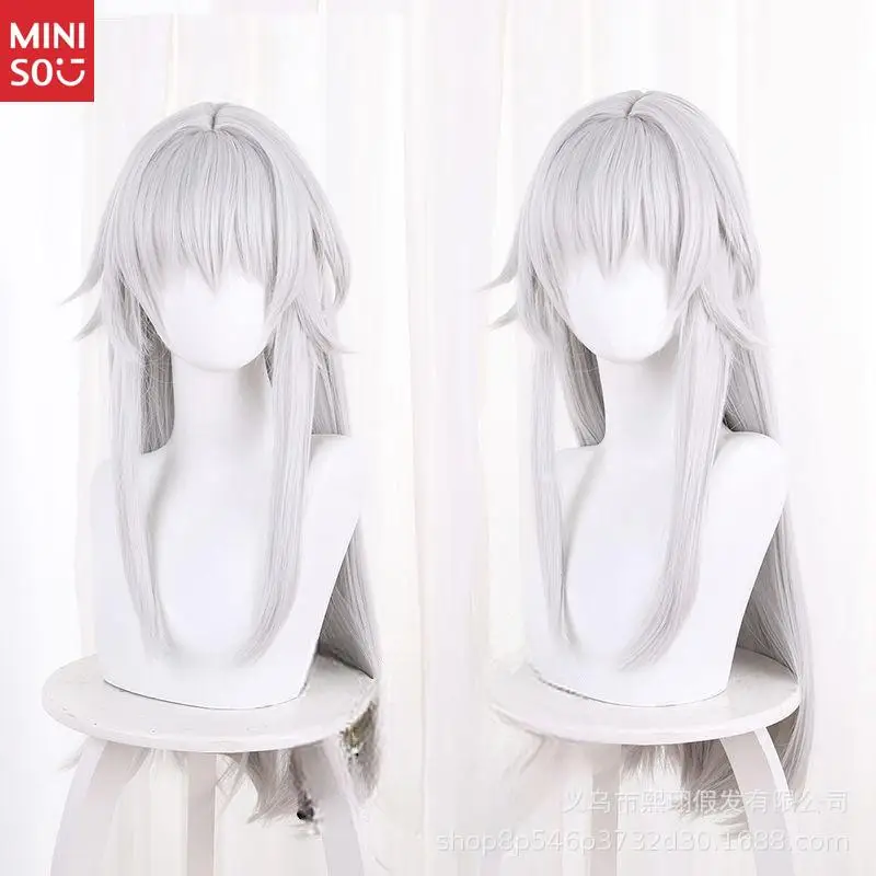   Honkai Star Rail Clara Peruca Cosplay, cabelo longo prateado branco liso para aparência de menina mecânica