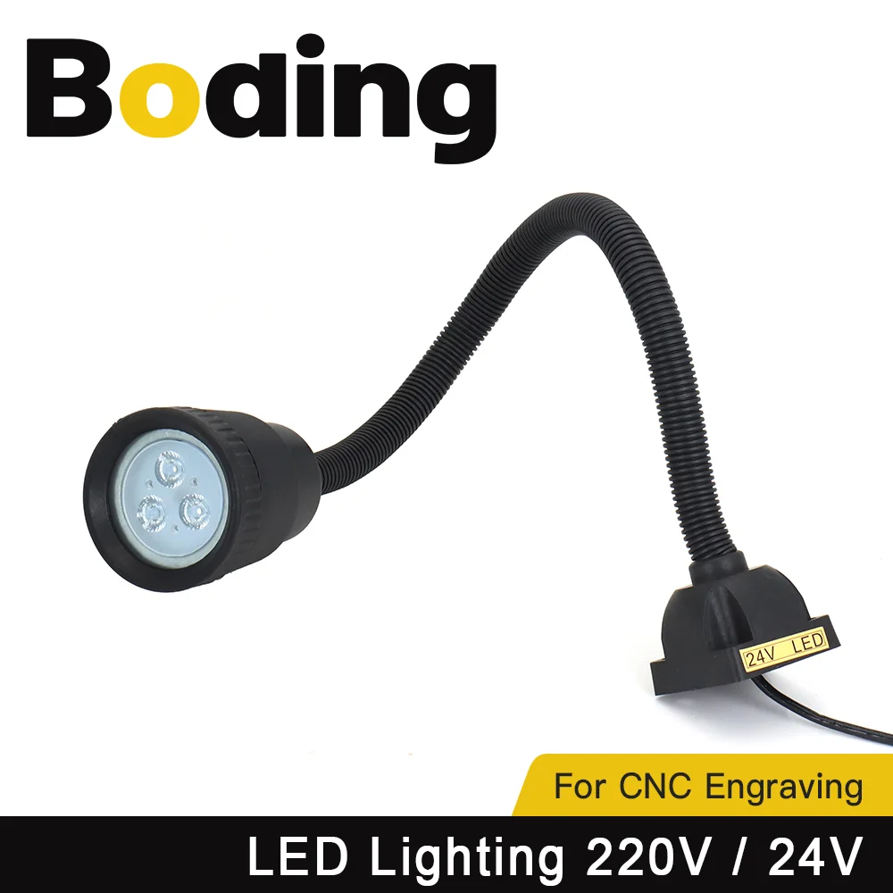 

BODING 220V 24V LED Machine Tool Work Light Gooseneck Industrial CNC Engraving Machine Tool Milling Machine Lighting Lamp