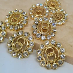 Luxury Gold Rhhinestone Buttons Of Clothing Shinning High Quality Decor Button Makers Crafts Sewing Notions Embellishment DIY