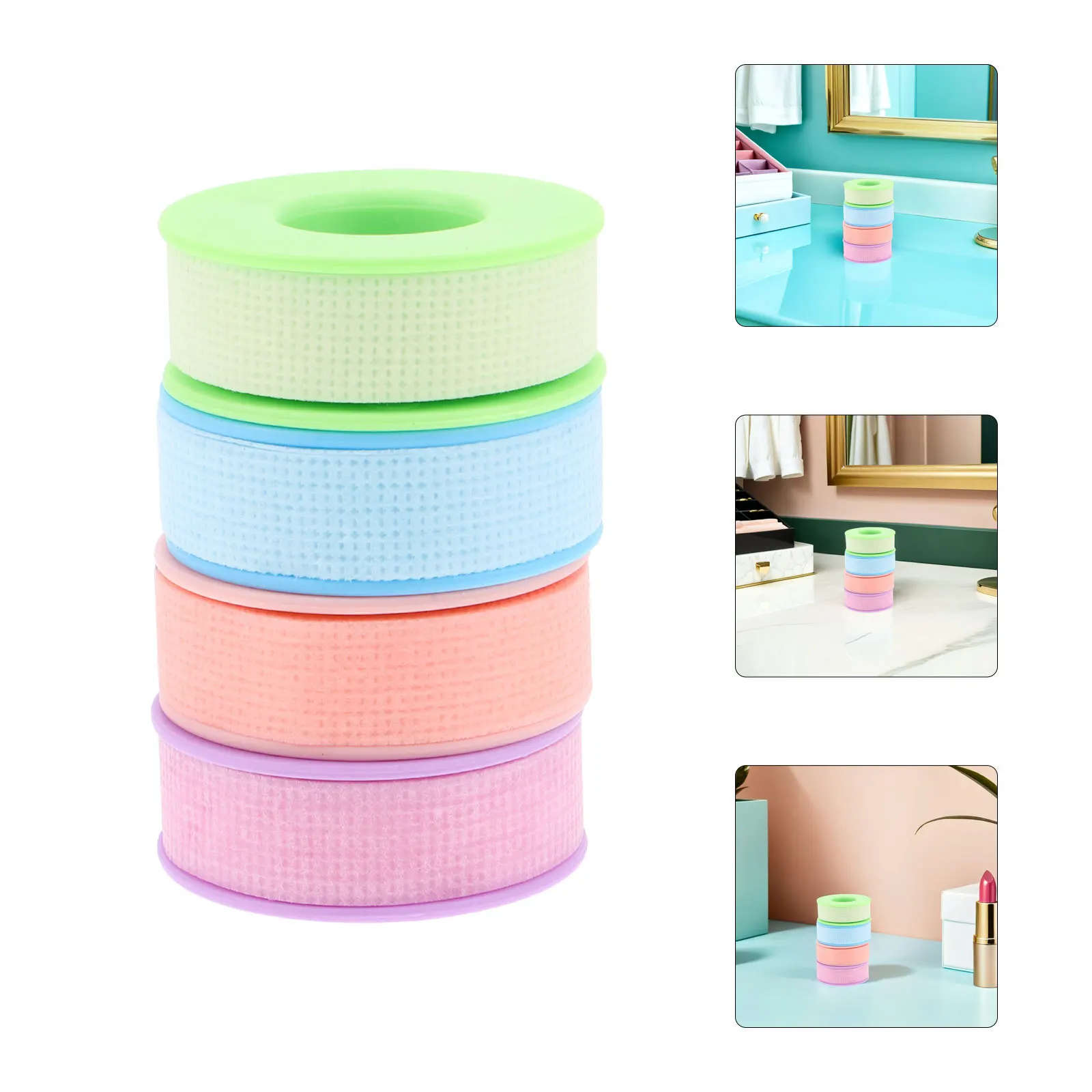 

4 Rolls Multicolor Eyelash Tape 1.25cm Wide Silicone Gel with Micro Perforations Breathable Strong Adhesion for Eyelash