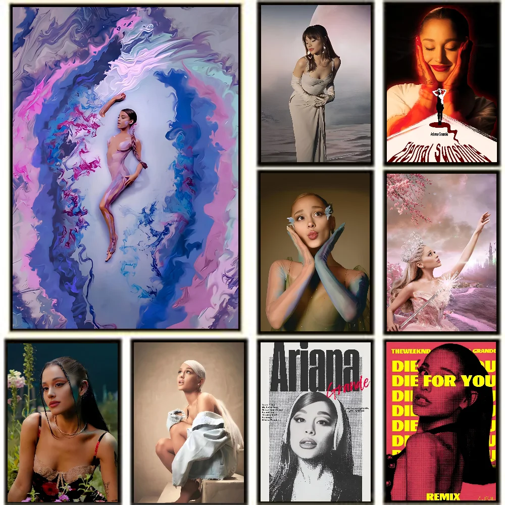 movie star A-Ariana G-Grande  Poster Self-adhesive Art Waterproof Paper Sticker Coffee House Bar Room Wall Decor