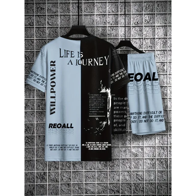 2025 Summer Fashion Trend Street Polyester Fiber Wear Daily 3D Pattern T-shirt Shorts Set Casual Men's Outdoor Sports