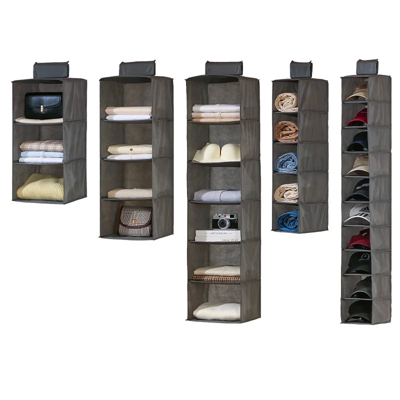 Non-woven Hanging Storage Bag for Wardrobe Collapsible Interlayer Storage Shelves for Clothes Hats Bags Closet Organizer