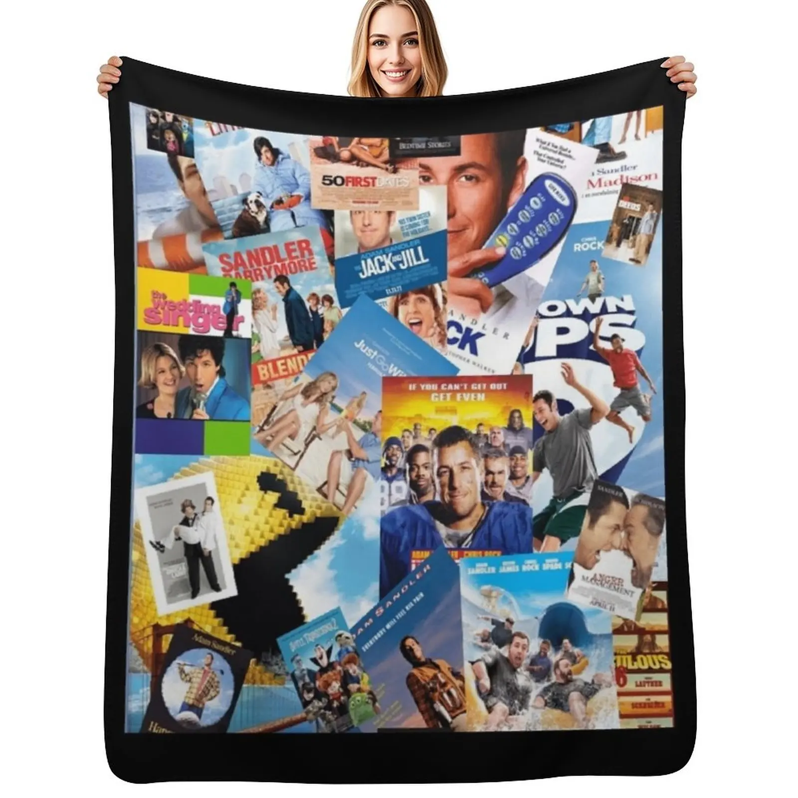 

adam sandler collage Graphic Throw Blanket Tourist Flannel Fabric Blankets For Baby Luxury Designer Blankets