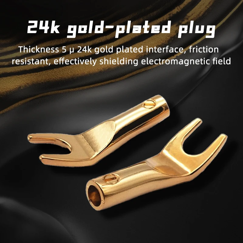 Pure copper plated 24 K gold Y-shaped plug suitable for speaker audio cable hifi diy