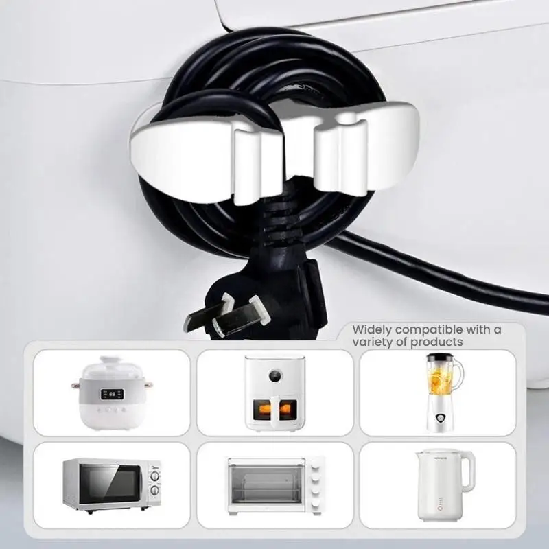 Self Adhesive Punch Free Cable Winder Plug Holder Wire Storage Clips For Kitchen Home Appliance Desk Cable Management
