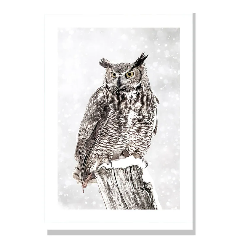 2026 Winter Snow Forest Deer Owl Sunlight Landscape Painting Nordic Morning Scenery Home De Canvas Poster Art Print Wall Picture