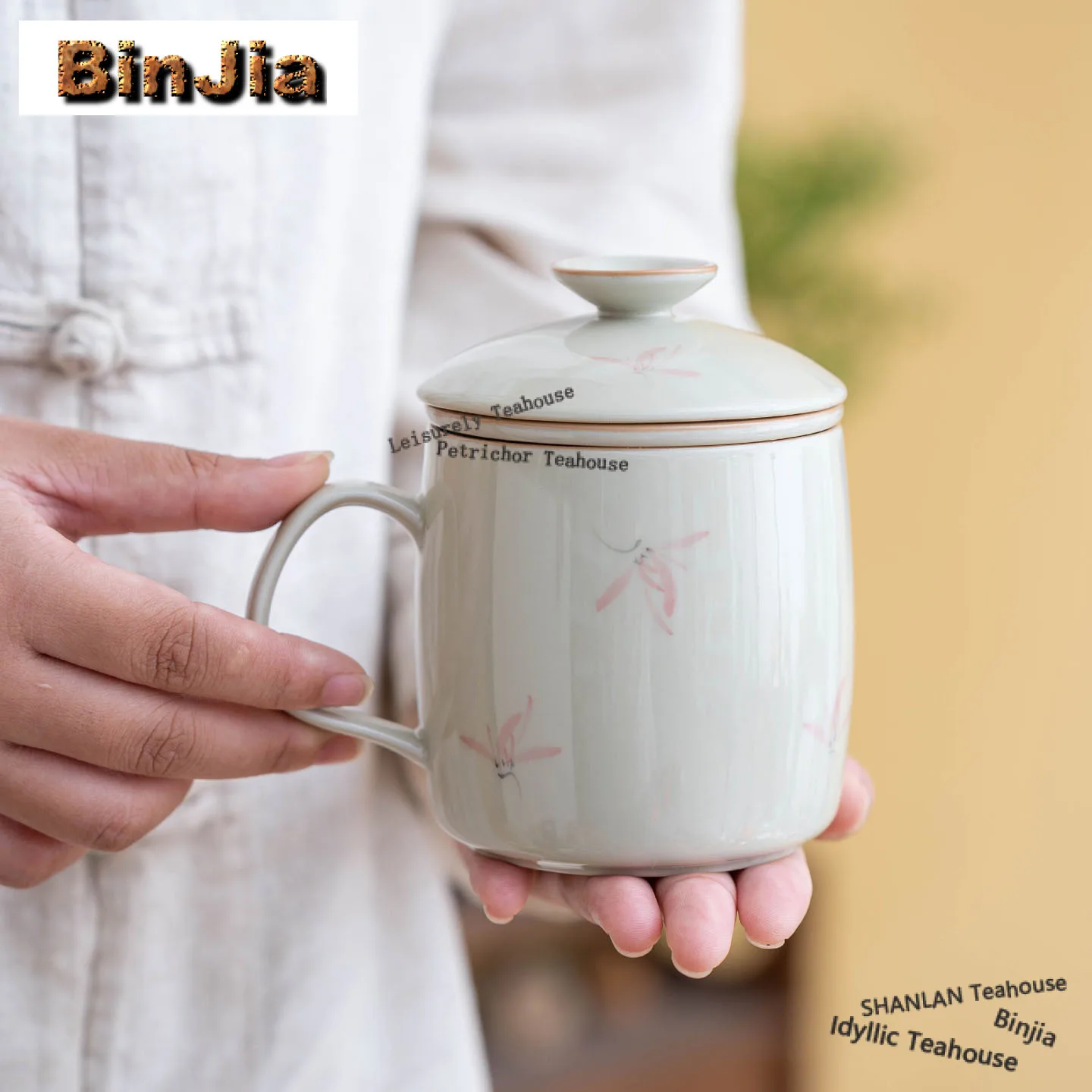 

340ml Hand-painted Orchid Filter Tea Separator Cup Antique Tea Mug With Infuser Household Tea Maker Office Water Cup Tea Items