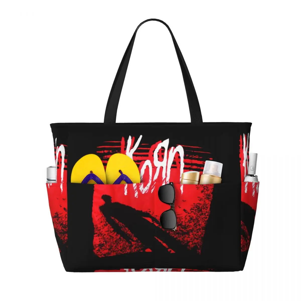 Korn Metal Rock Music Beach Tote Bag Sport Gym Yoga Duffle Large Tote Bag Women Travel Bag Fitness bag