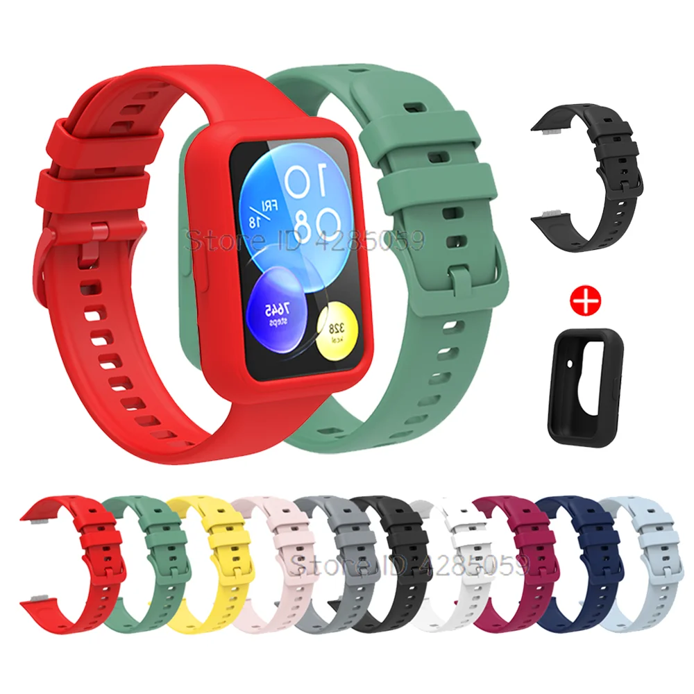 Silicone strap for Huawei Watch Fit 2 smartwatch Bracelet replacement correa strap for Huawei Watch Fit 2 active protective case