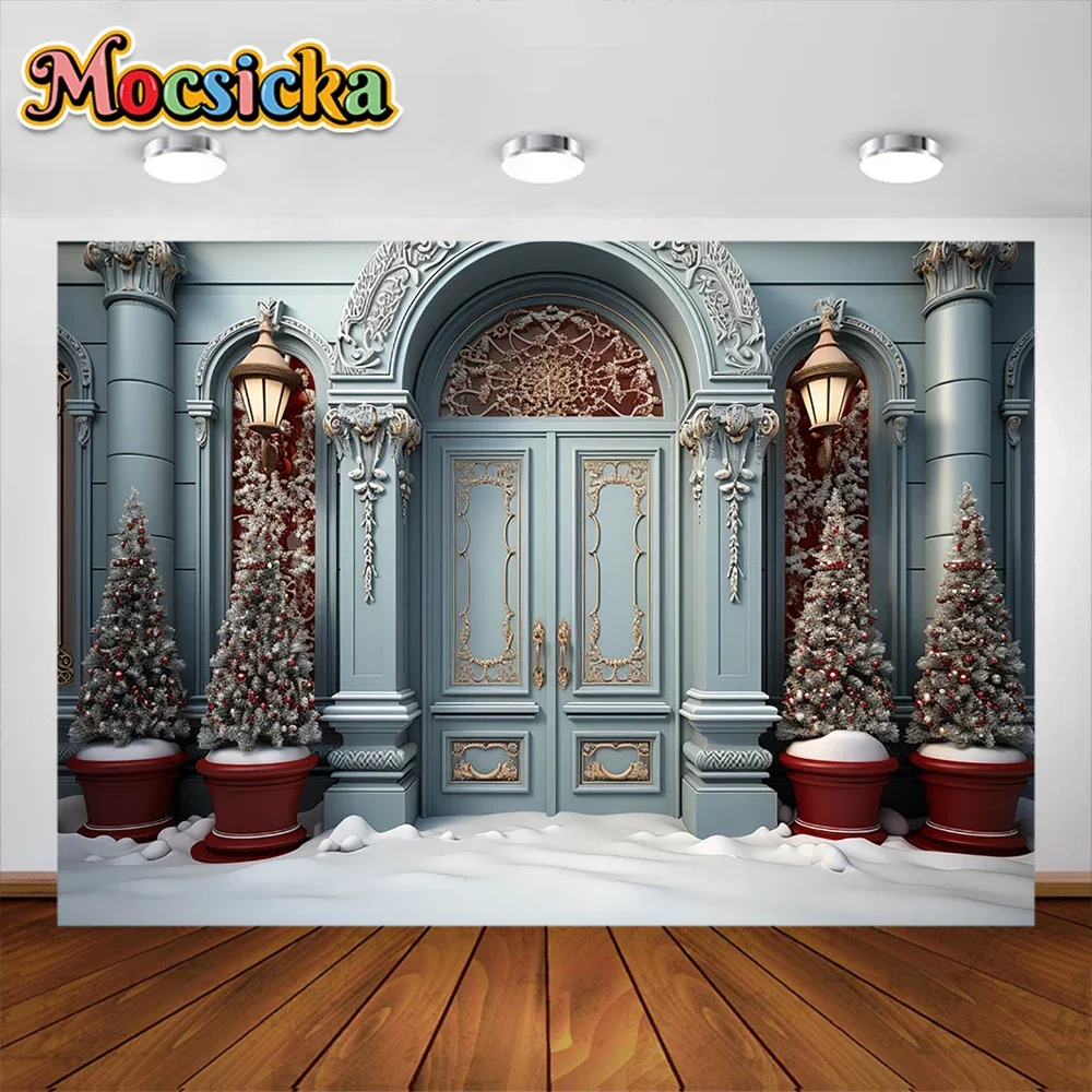 Mocsicka التصوير خلفية الشتاء عيد الميلاد نافذة المنزل بريق شجرة عيد الميلاد الاطفال الأسرة صورة ديكور خلفية استوديو الصور