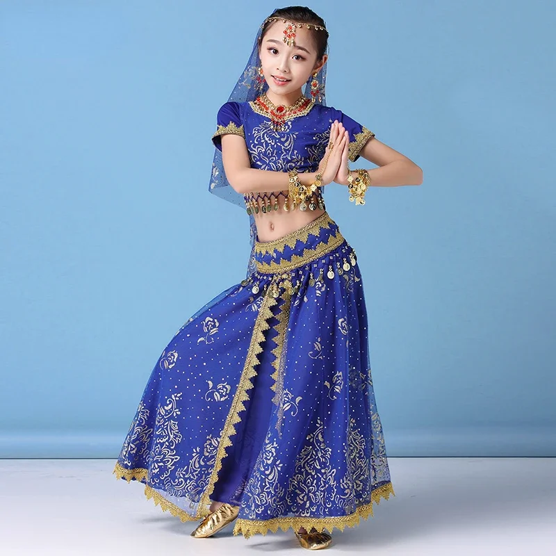 

Children Girl Belly Dance Costumes Kids Belly Dancing Indian Bollywood Performance Clothes Set for Stage Chiffon Belly Dance