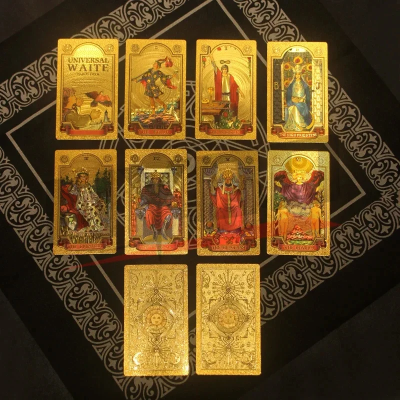 Gold Foil Tarot Cards Tarot Hot Stamping Color Printed Tarot Cards Plastic PVC Waterproof Board Game Playing Cards