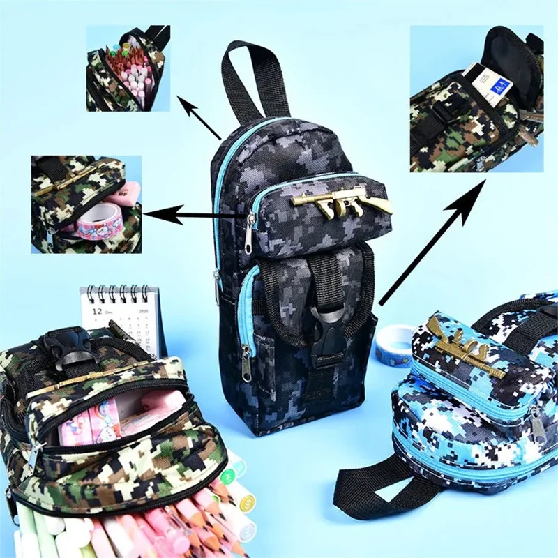 Mini zainetto Camouflage Storage Bag zaino Pen Case Boy Pencil Bag studente Pen Bag astuccio scuola cancelleria