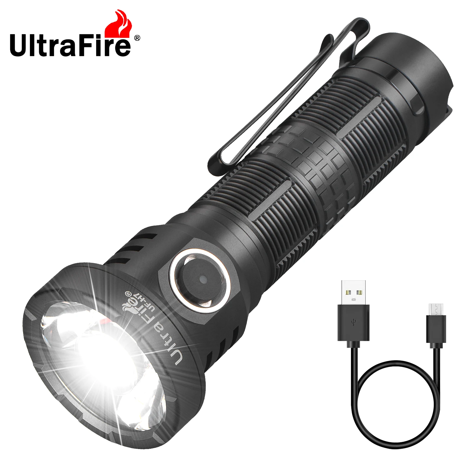 

UltraFire UF-H7 Powerful LED Tactical Flashlight 2500LM 650M USB Type-C Portable Rechargeable 21700 Torch for Camping Emergency