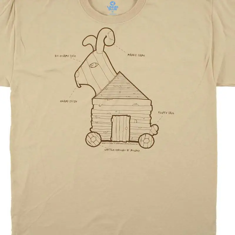Monty Python y el Santo Grial película Troya Rabbit Plans Tan camiseta nueva sin usar