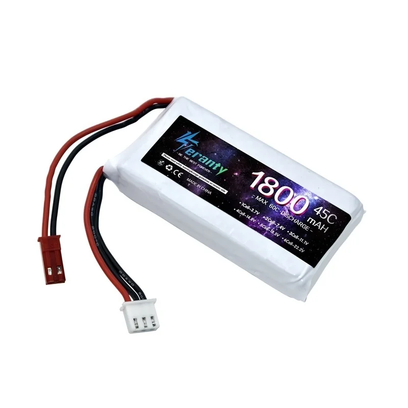 Batería LiPo 2S de 7,4 v, 1800mAh, 45C para Drones teledirigidos, helicóptero, coche, barco, piezas de repuesto con baterías Deans T XT60 JST XT30 2S