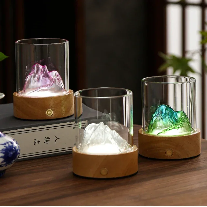 New Chinese Table Lamp Viewing Mountain and Listening to the Sea LED Small Night Light with Engraved Creative Gift Bedside Lamps