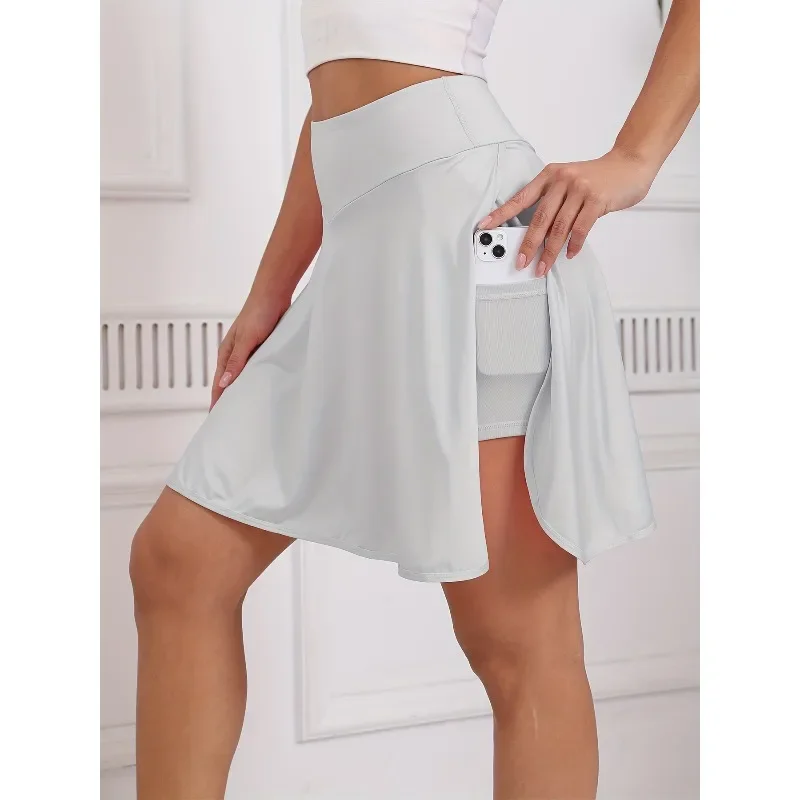 

Yoga skirt anti-light with pockets sports culottes training breathable high waist running dance shorts womenkv