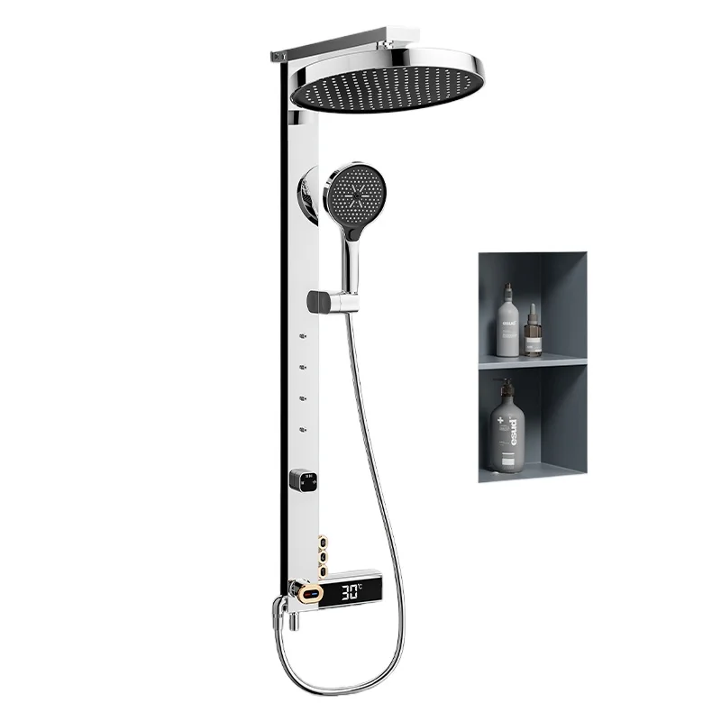 

Bathroom Shower Shower Set Copper Waterway Large Top Spray Massage Waist Spray Small Square Tube