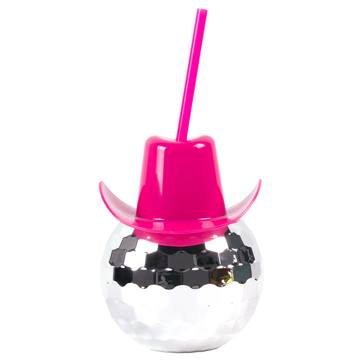 Disco Ball Cups Pink Cowgirl Hat Mirror Party Cup with Straws Bachelorette Party supplies 70s Bar Dance Disco Party Decoration