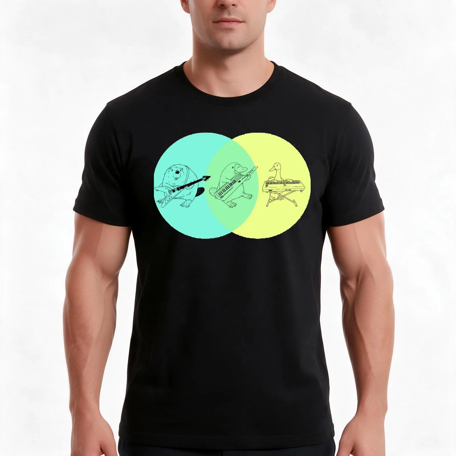 Keytar Platypus Venn Diagram Essential T-Shirt Summer Casual Cotton Tee Oversized Streetwear Tops Vintage Graphic Print