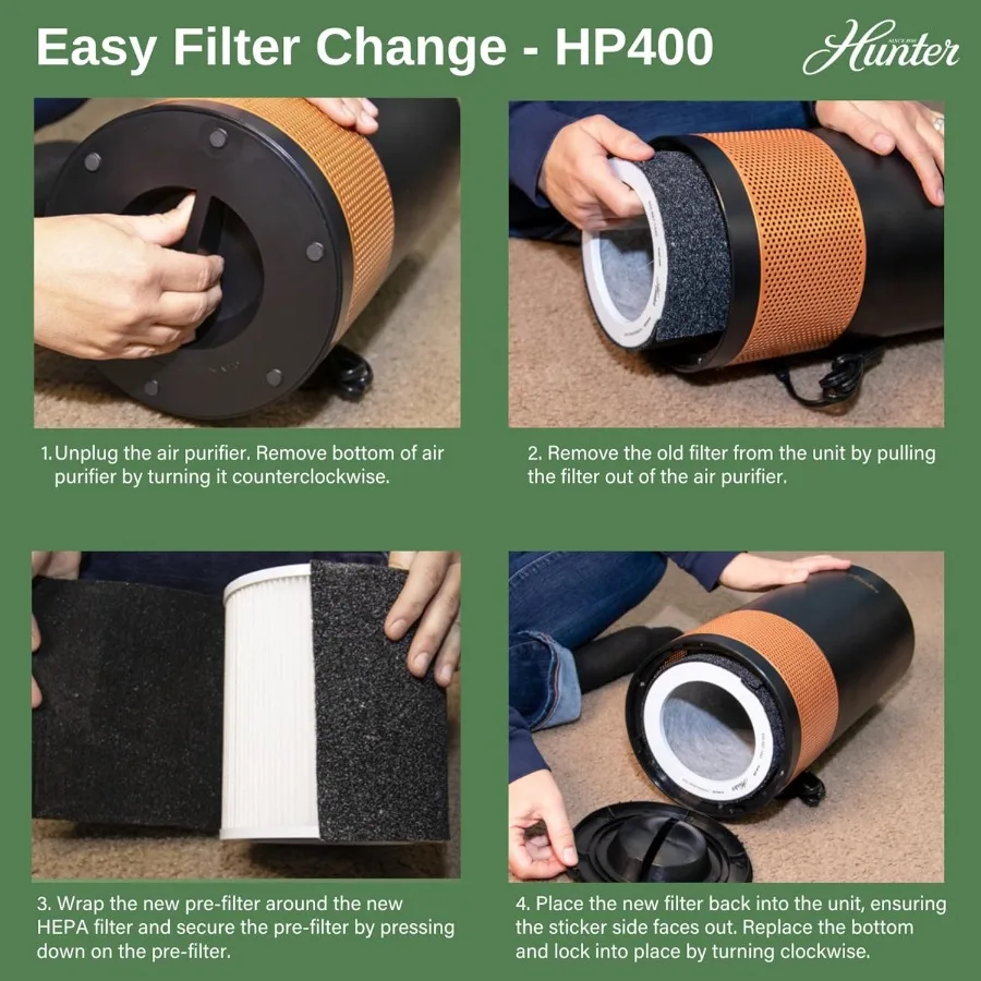 منقي هواء برجي مستدير HP400 من شركة Fan Company مصمم للغرف الصغيرة مع ترشيح HEPA الحقيقي وفلتر مسبق EcoSilver للتأثير