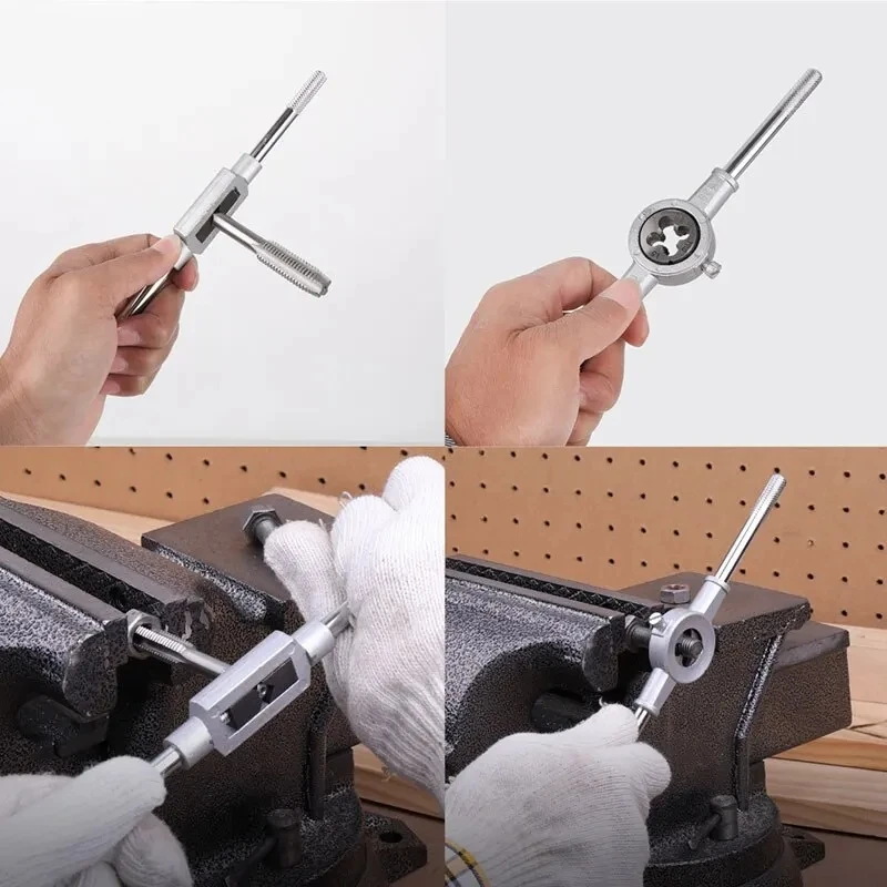 HSS Taps Dies Wrench Tap Plate Thread Set Multi-Spec Round Metric Wrench Cutting M3- M12 Die Holder Booster Rod Stranded Kit