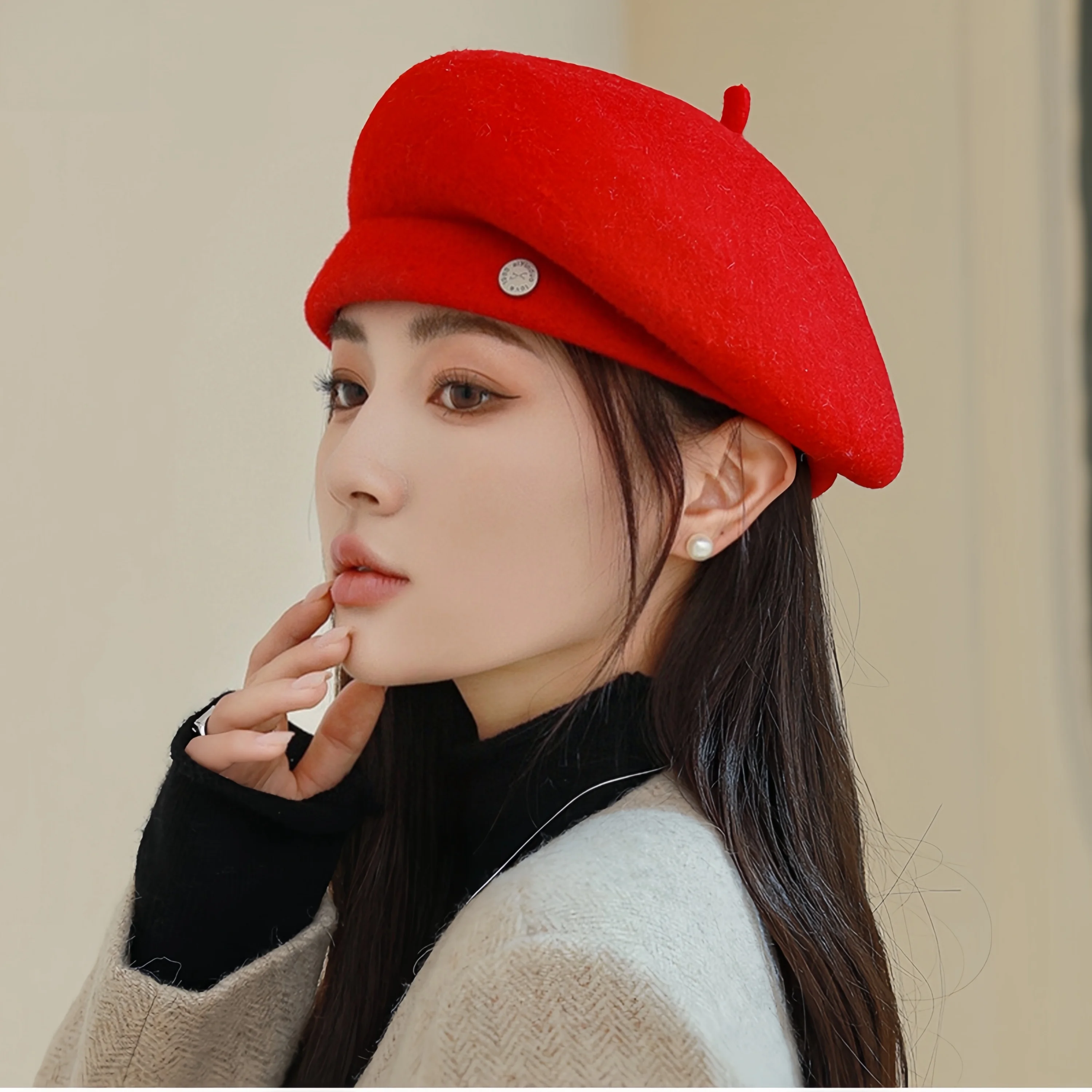 Perfect Solid Wool Felt Fabric Beanies Beret Retro Photography Fancy Bonnets Masquerade Fascinator Hat Fashion Cap Female Modern