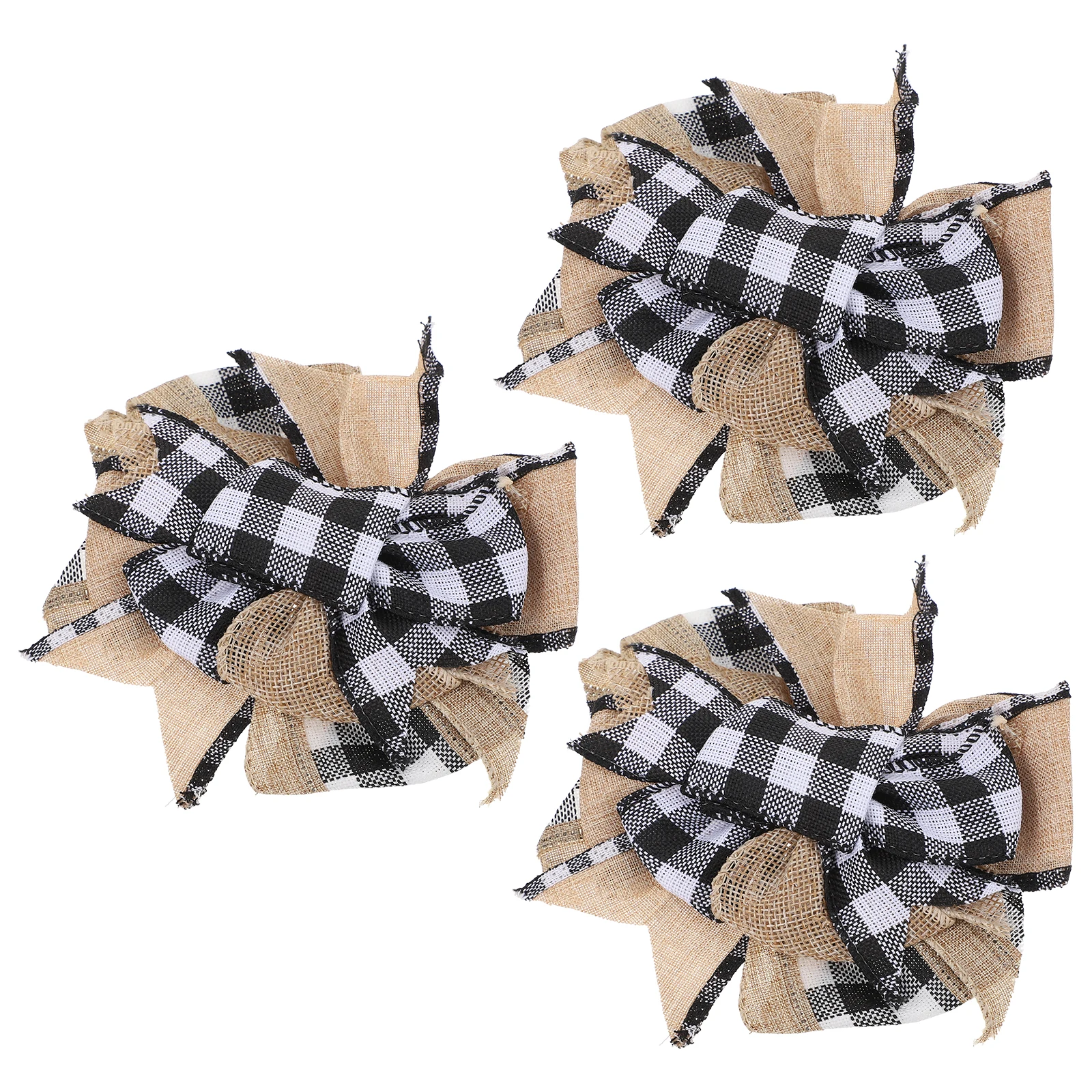 

3pcs Christmas Bows Black White Plaid Decorative Party Tree Hanging Ornament Gift Wrap Reusable Lightweight Fine Workmanship
