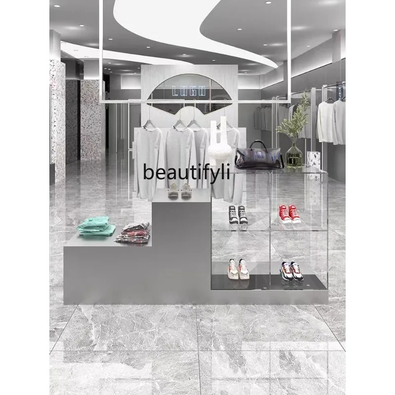 Clothing Store Zhongdao Display Stand Acrylic High-Low Water Table Table-Console Display Rack in the Middle of the Store