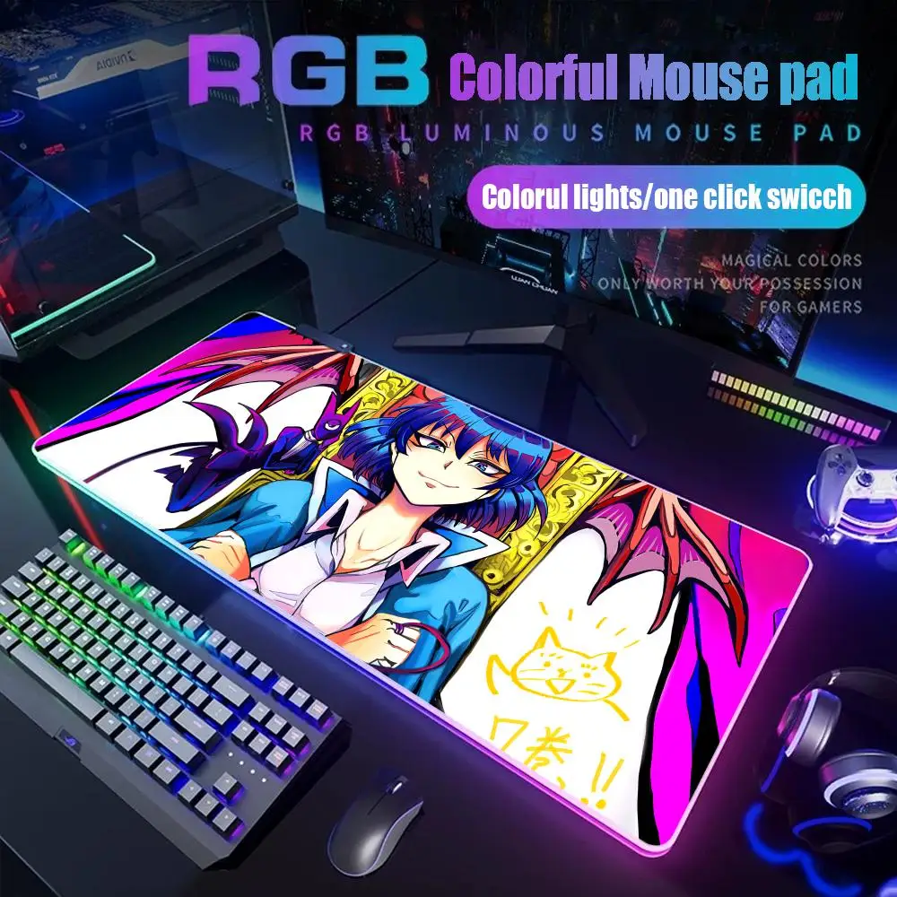 

Demon-School Mouse Pad Gamer Rgb Desk Mat Back Light Led Mousepad Setup Gaming Accessories Deskmat Big Mousepepad Backlight