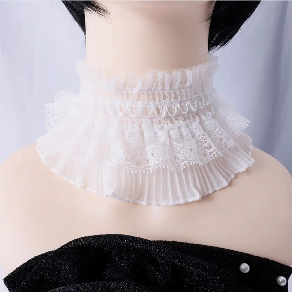 New Ruffled Edge Fake Collar Detachable Black White High Neck Collar False Collar Autumn Winter