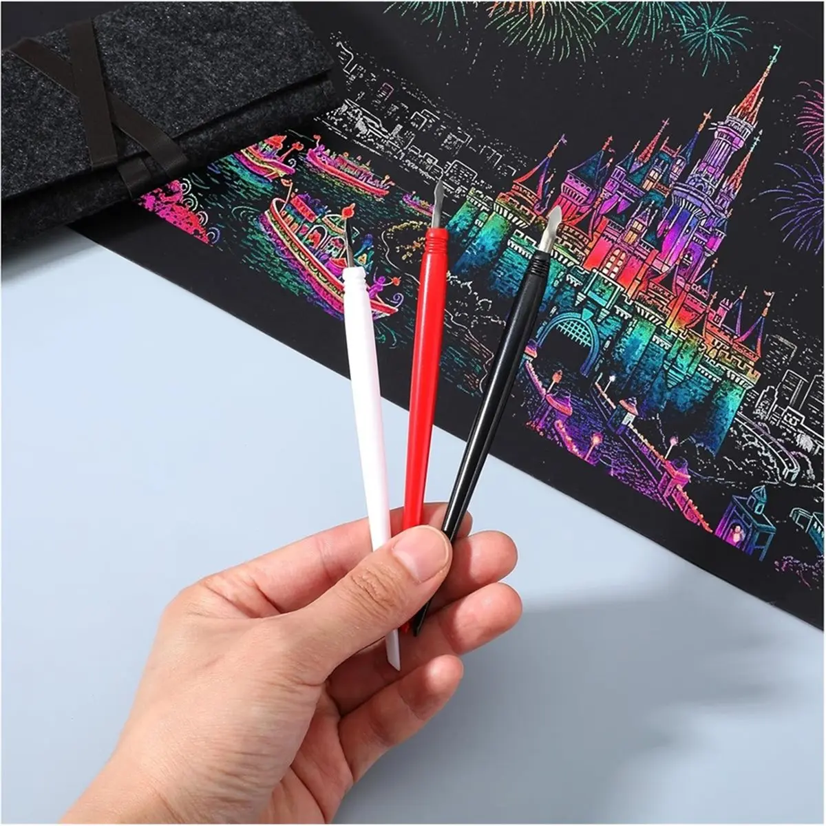STOCK-20pcs ScratchArt Tools Stylus Sticks Tools for Adults with Bag Pen Color Pens Paper Painting Scratchboard Crafts Set