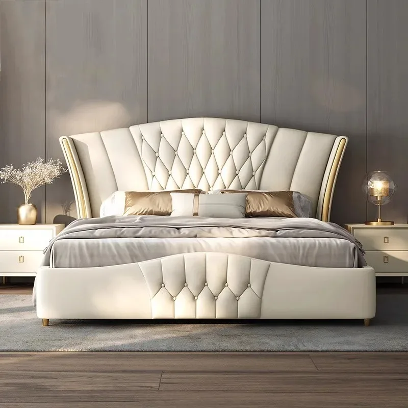 

Upholstered Adults Full Size Bed Hotel Frame 180x200cm 2 People Bed Queen Headboard King Size Double Home Bedroom Furniture