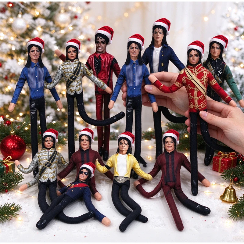 28cm Poseable Human Figure Doll Set Michael Jackson Multiple Christmas Outfits Desktop Xmas Party Decor Figurine Decor Gifts
