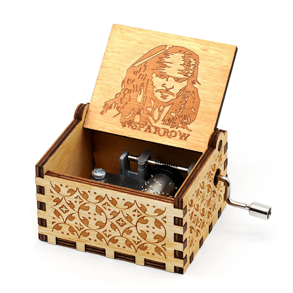Cofre del Tesoro Musical Piratas - Caja de música de madera hecha a mano de Davy Jones y Jack Sparrow, regalo de coleccionista de Navidad 2025