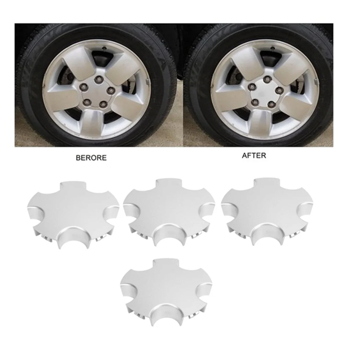 4PCS Car Wheel Center Cap 5FA51PAKAC for Jeep Cherokee 2001-2004 Hub Cap Cover Car Accessories